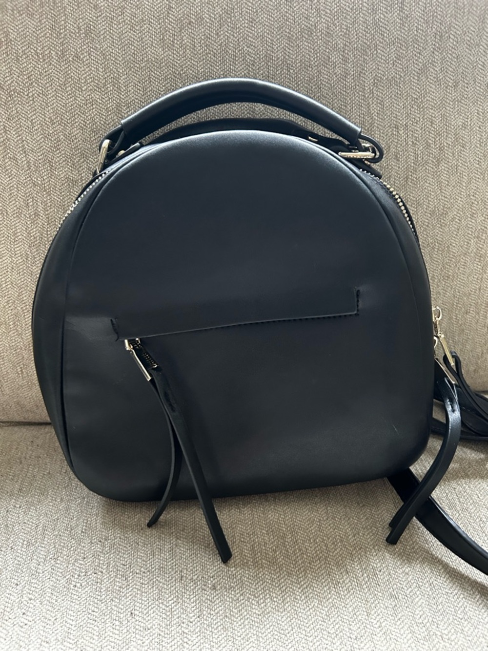 Zara Black Leather Mini Backpack - Picture 2 of 4